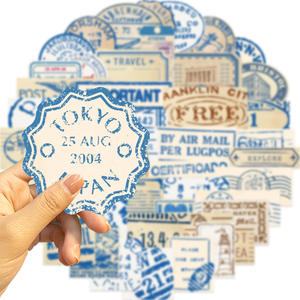 50PCS Sello postal vintage tarjeta de embarque paquebot pegatina de billete de avión de viaje - Product Image 2