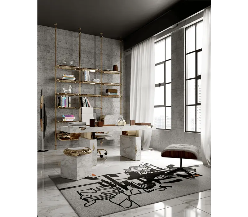 Factory Custom Premium Quality Marble White Luxury Office Desk Home Executive Furniture EMPIRE ESTREMOZ DESK