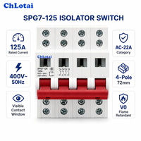 Sectionneur 4P 125A 400V avec fenêtre de contact visible, sectionneur modulaire sur rail DIN 72mm AC-22A pour distribution