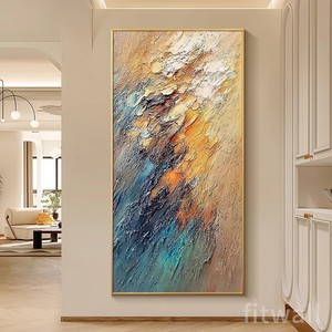 Hand Painted Oil Painting Abstract <b>Art</b> Rectangle Modern Wall <b>Art</b> For Entrance Hall Living Room Decorative Hanging Artwork - Product Image 4