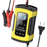 Chargeur de batterie intelligent FOXSUR 12V 5A pour moto et voiture, avec fonction de réparation par impulsions et écran LCD
