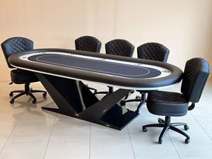 โรงงานขายตรงคลาสสิกโต๊ะโป๊กเกอร์ไม้เนื้อแข็งพร้อมโต๊ะพนันสนับสนุน V โต๊ะโป๊กเกอร์ที่กําหนดเองแบล็คแจ็ค - Product Image 3