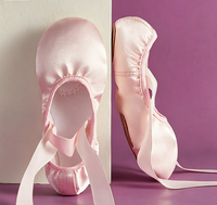 Zapatillas de Ballet de Satén Suave con Cinta y Suela Partida para Niñas, Calzado para Clases de Danza, Entrenamiento, Recitales y Actuaciones