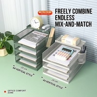 Organiseurs de documents empilables multi-niveaux en métal A4 et boîtes de rangement de bureau avec porte-stylos – Vente Flash