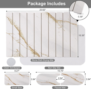 Alfombrilla de secado de platos de <span class=keywords><strong>piedra</strong></span> grande, alfombrillas de secado rápido para platos de <span class=keywords><strong>piedra</strong></span>, almohadilla de secado de tierra de diatomeas absorbente de agua de mármol - Product Image 2