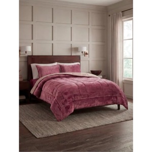Fashionable Solid Color Warm Luxury Quilted Comforter Set 3pcs Pillowcase Velvet Quilt Blanket - Product Image 1