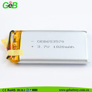 Selling well geb 653570 1820 mAh 3.7 V Rechargeable li-ion for best MP4 watches - Product Image 2