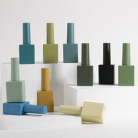 Vente en gros de gel à ongles personnalisé 10ml 15ml, flacon de vernis à ongles carré vert bleu fantaisie avec bouchon doré