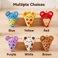 Adorable porte-clés en peluche Pizza, jouet en peluche créatif en forme de nourriture avec oreilles de souris, mascotte colorée, breloque de sac pour accessoires de sac à dos
