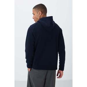 Sweat à capuche en polaire bleu marine pour homme Connell, manches régulières, anti-boulochage, 88313 - Product Image 1