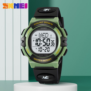 Skmei Men's Sports Digital Watch Military Green Tpu Strap Waterproof Countdown Luminous Dual Time Outdoor Watch - Product Image 3