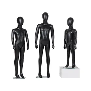 Imágenes realistas de maniquí para niños, soporte para sentarse, negro, cuerpo completo, modelos de exhibición