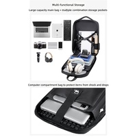 Sac à dos rigide bleu foncé personnalisé en forme de coquille, motif, couleur, sac à dos pour ordinateur portable en EVA taille S/L avec serrure, USB-C OEM/ODM
