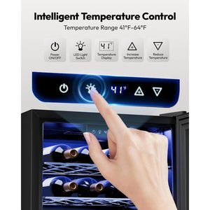 EUHOMY 25 Bottle Wine Cooler Refrigerator Freestanding Compressor Digital Control Black Insulated <b>Glass</b> Door - Product Image 3