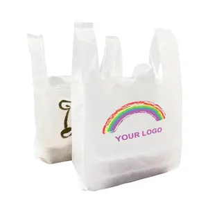 1/6 Barrel White Plastic Thank you T shirt bags Grocery shopping bags HDPE/LDPE Supermarket Restaurants Convenience Store Bag