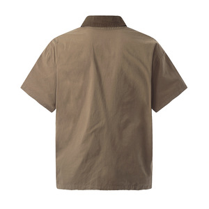 Tùy Chỉnh Người Đàn Ông Của Giản Dị Bóng Bầu Dục Cho Polo Áo Sơ Mi Quá Khổ Ngắn Tay Áo Rắn Mô Hình Bông Dệt Kim Polyester/Chất Liệu Cotton - Product Image 2