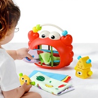 Jouet sensoriel Montessori en forme de crabe pour bébé, jouet à tirer avec blocs empilables et labyrinthe de perles, jouet d'éveil multisensoriel pour enfants