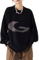 Pull en coton vintage pour homme, col rond, style rétro artistique, motif intarsia, bords vieillis, tricot décontracté, ODM