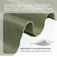 Trench-coat en tissu brocart teint 200D tissé 100% nylon texturé froissé, hydrofuge, épaissi, résistant à l'abrasion et coupe-vent