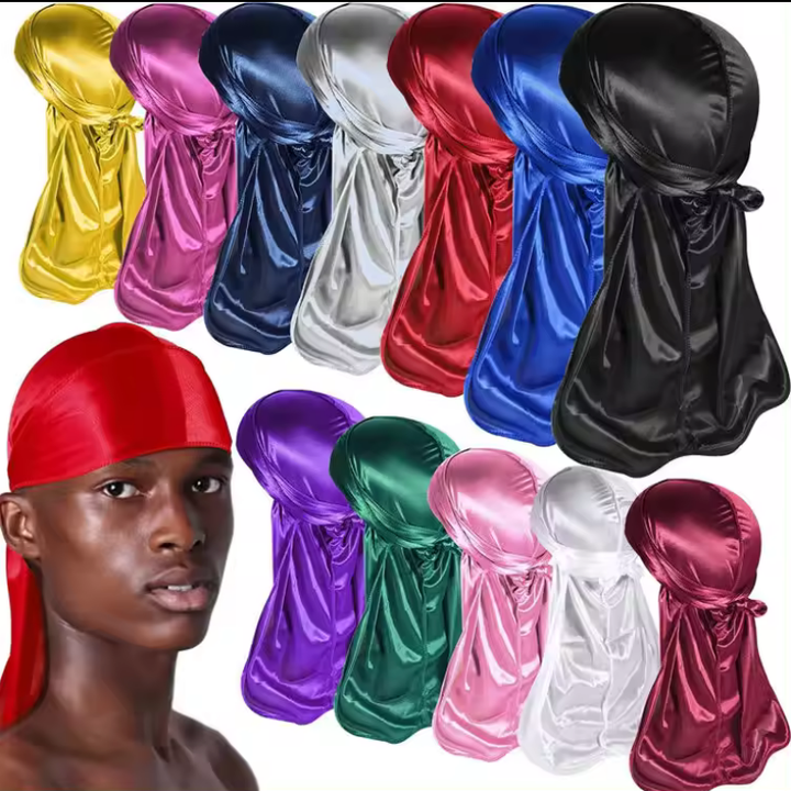 2024 Custom Printed Extra Long-Tail Head Wraps Men's Designer Durag ...