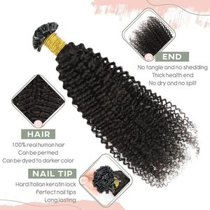 Extensions de cheveux naturels <span class=keywords><strong>u</strong></span>-tip bouclées — ali queen, Extensions capillaires non traités, vente en gros, usine - Product Image 2
