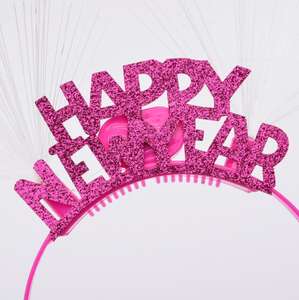 Diadema Led <span class=keywords><strong>de</strong></span> Año Nuevo, aro <span class=keywords><strong>de</strong></span> fibra óptica para el pelo, fiesta brillante, tocado con purpurina brillante, Tiaras, favores navideños - Product Image 3