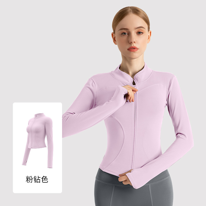 F63 Seamless Long Sleeve Women's Yoga Jacket Breathable Stretch Running Cycling Sports Jackets Gym Sportswear Outdoor Yoga Top