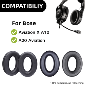 Pour <span class=keywords><strong>Bose</strong></span> Aviation X A10/<span class=keywords><strong>A20</strong></span> Coussinets d'oreille de remplacement pour casque en cuir PU souple haute densité et mousse d'isolation phonique pour une utilisation optimale - Product Image 2