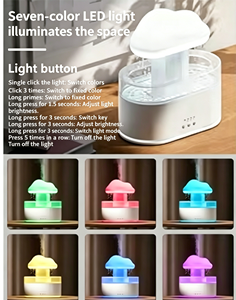 Wholesale 500ml <strong>Cloud</strong> Rain Humidifier <strong>Raindrop</strong> Aroma <strong>Diffuser</strong> Mushroom Lamp 7 LED Color Light Timer Home Bedroom OEM Gift Use - Product Image 5