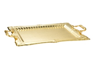 Hiện Đại 3-Mảnh Vàng Kim Loại Hình Chữ Nhật Phục Vụ Khay Đặt Sang Trọng Sang Trọng Thân Thiện Với Môi Cho Nhà Khách Sạn Hoặc Nhà Hàng - Product Image 3