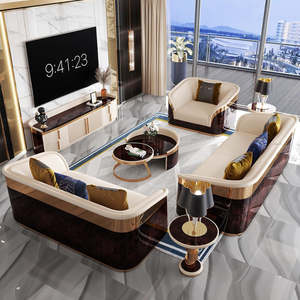 Lujoso <span class=keywords><strong>cuero</strong></span> natural tapizado chapa <span class=keywords><strong>de</strong></span> madera brillante Juego <span class=keywords><strong>de</strong></span> sofás <span class=keywords><strong>de</strong></span> sala <span class=keywords><strong>de</strong></span> estar sofás <span class=keywords><strong>se</strong></span> pueden personalizar - Product Image 3