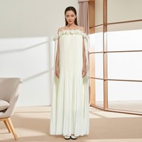 Haut de gamme fée robe de soirée 2025 printemps femme Sexy une épaule en trois dimensions fleur rosée dos pression robe plissée