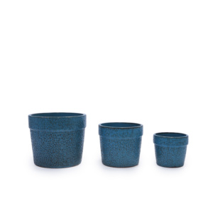 Juego de 3 macetas de cerámica de 15, 12 y 9 pulgadas, azules texturizadas, para suculentas, plantas de interior, jardín en el alféizar de la ventana - Product Image 5