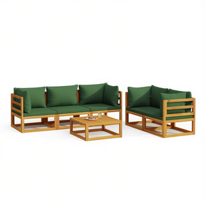 Ensemble de salon de jardin vert 100% polyester, meubles d'extérieur en bois d'acacia, style contemporain, résistant aux intempéries, 4 places - Product Image 1