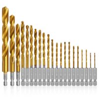 Kit de forets en acier rapide pour métal, acier, bois, fonte, aluminium, 1/16-1/2 pouces, 21 pièces, jeu de forets hélicoïdaux en titane