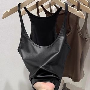 <span class=keywords><strong>Chaleco</strong></span> Spice Girls Pu de cuero de imitación Sexy Correa delgada para mujer elegante camiseta sin mangas Regular Color sólido ropa de calle <span class=keywords><strong>chaleco</strong></span> - Product Image 3