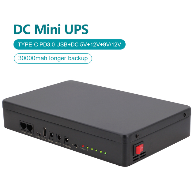 Wifi Router Power Bank 30000 MAh Lifepo4 Battery 12V 9V 5V 2A POE 48V 0.5A Mini UPS for Modem POS CCTV Camera