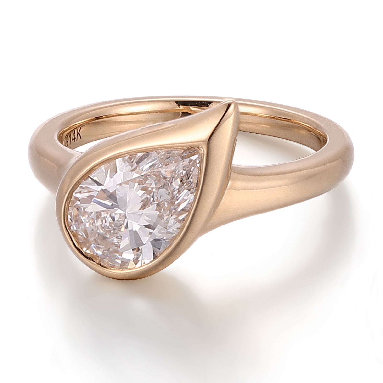 Anello in vero oro 14K con diamante creato in laboratorio