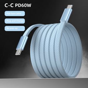 Câble de données plat tressé en alliage d'aluminium 60W avec logo OEM redessiné, <span class=keywords><strong>charge</strong></span> <span class=keywords><strong>rapide</strong></span> 3A et <span class=keywords><strong>charge</strong></span> intelligente pour <span class=keywords><strong>iPhone</strong></span> 17 16 Samsung - Product Image 3