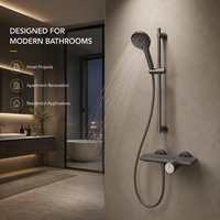 Système de douche thermostatique en acier inoxydable 304 pour salle de bain, ensemble de douche à effet pluie gris bronze, montage mural