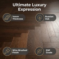 Piso de Madera de Roble Ruso Estilo Nogal Negro Chocolate Oscuro, Parqué en Espiga de 14 mm