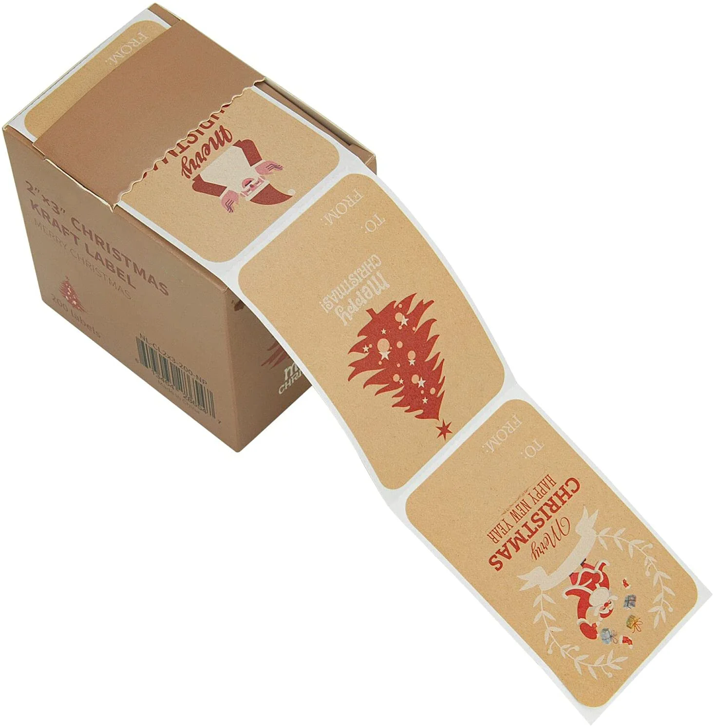 Tengen Beautiful Pattern Design High Quality Kraft Paper Material Kraft Gift Label Gift Stickers 2 x 3 Inch 200 Total