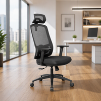 Chaise de bureau ergonomique moderne à dossier haut, hauteur réglable et appui-tête confortable en tissu pour usage domestique