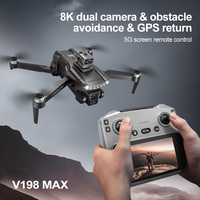 Drone caméra V198 MAX 4K UHD pour débutants, GPS, télécommande, stabilisation 3 axes, écran tactile 4,5 pouces, transmission longue portée