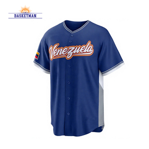 Camiseta de Béisbol Personalizada de Venezuela, Estilo Selección Nacional, con Rayas, Botones, Personalizable, Sublimada, de Malla - Product Image 2