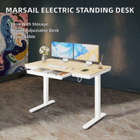 Bureau debout électrique moderne en bois Jiang'pai BGZ67890, hauteur réglable, double tiroirs, 2 crochets, noir, pour chambre et bureau