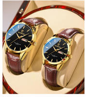 Montre à quartz BINBOND B2238 de luxe pour couple, bracelet en cuir, double calendrier, étanche, pour homme et femme