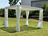 Pergola à lames orientables en aluminium thermolaqué, toit rigide imperméable, abri solaire pour jardin