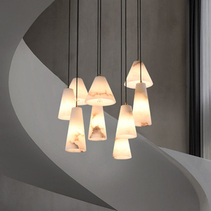 Lampe en albâtre au design minimaliste, luminaire suspendu en marbre naturel pour chambre à coucher, lustre créatif pour hall d'entrée, luminaire de <span class=keywords><strong>plafond</strong></span> - Product Image 1