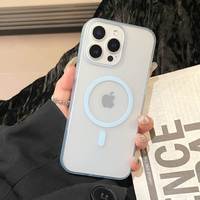 Étui de téléphone transparent givré en PC de luxe, résistant aux chocs, pour 17/16 Pro Max/15 Plus/11/11 Pro/XS/XR, coque arrière magnétique